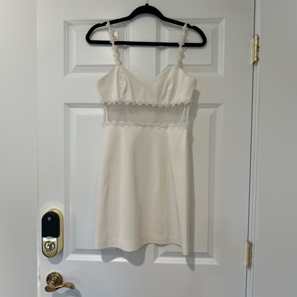 White Mini Dress - Sheer Cut Out
